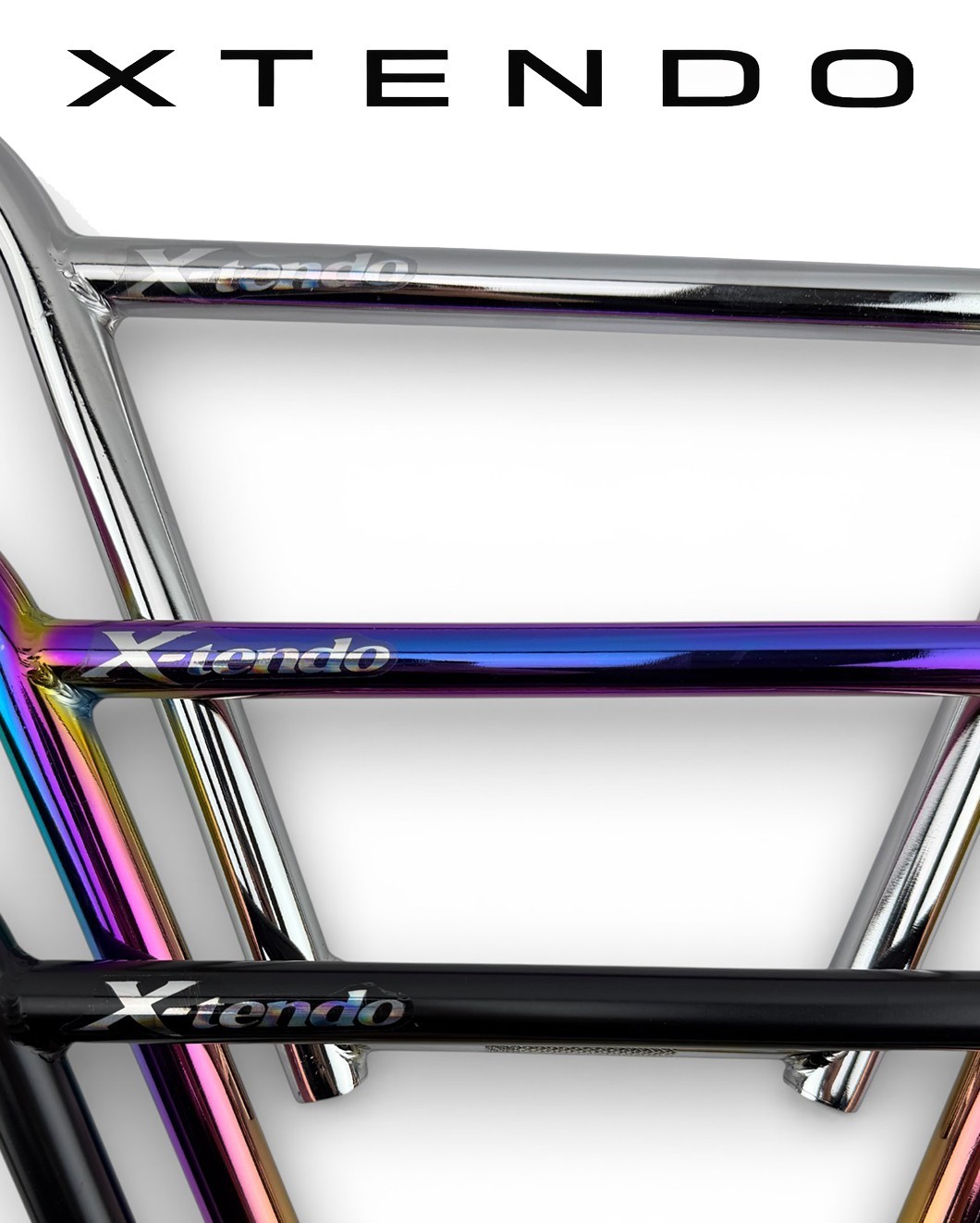 XTENDO Old-School 4-Piece BMX Chromoly Freestyle Bars 22.2mm Handlebar Clamp.