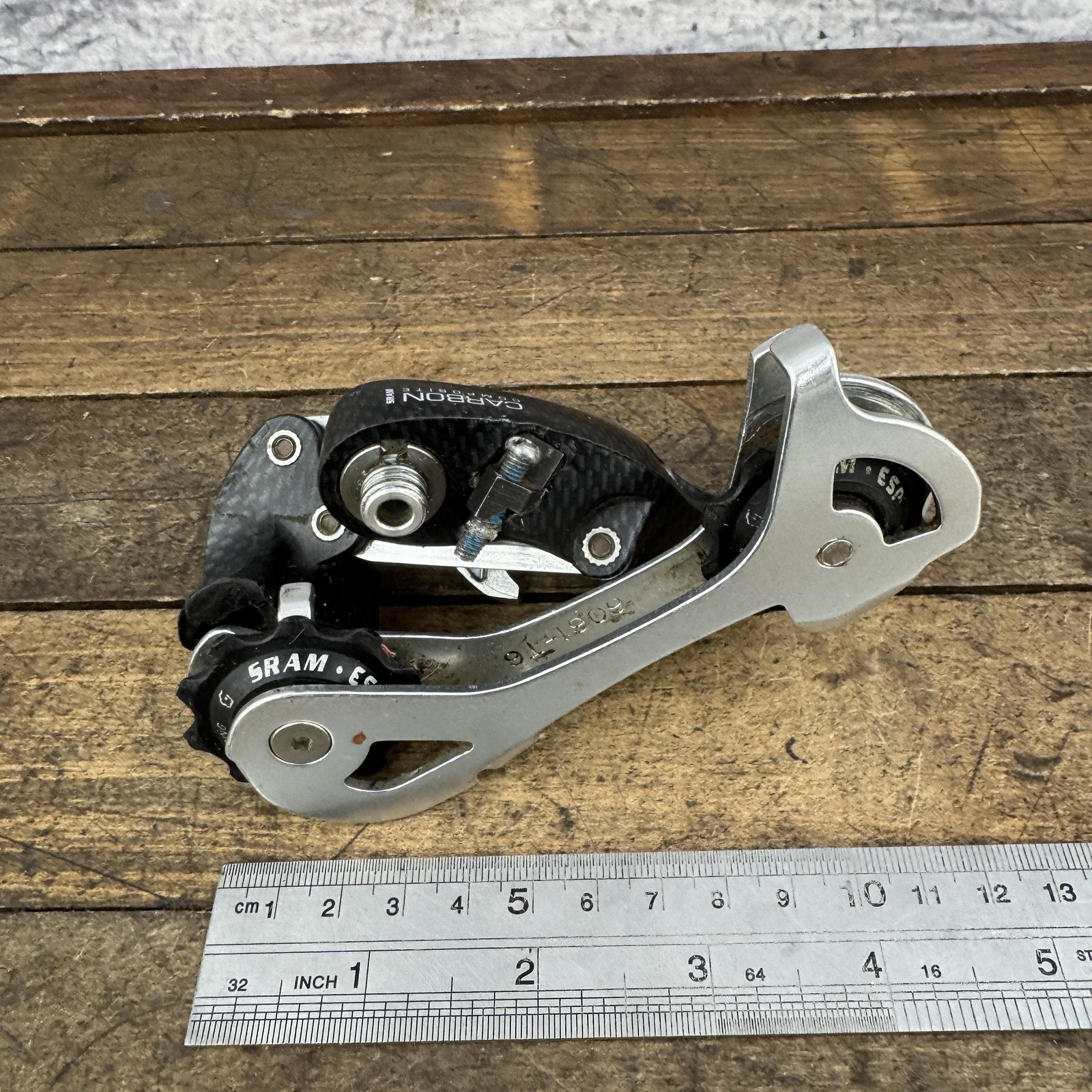 Vintage SRAM ESP 9.0 Rear Derailleur Long Cage Carbon Black 225g 90s MTB