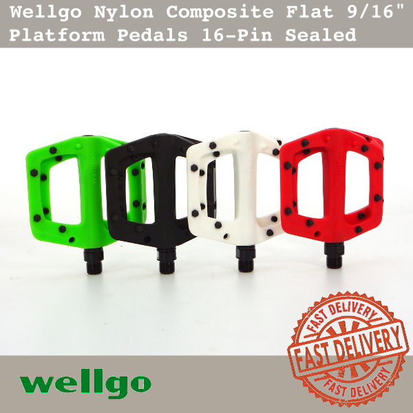 Wellgo 9/16″ Nylon Composite Flat Platform Pedals BMX MTB Bicycle 16-Pin Sealed