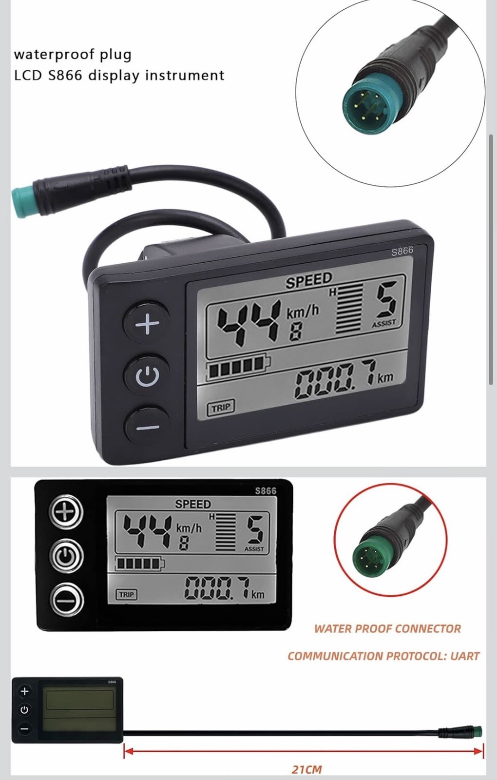 Universal S866 Electric Bike LCD Display Speedometer Screen for Electric Scooter