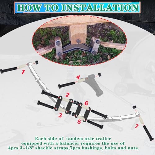 1 Sets Trailer Shackle Kit 3-1/8″ Straps,Tandem Axle 4Pcs 3-1/8″ shackle straps