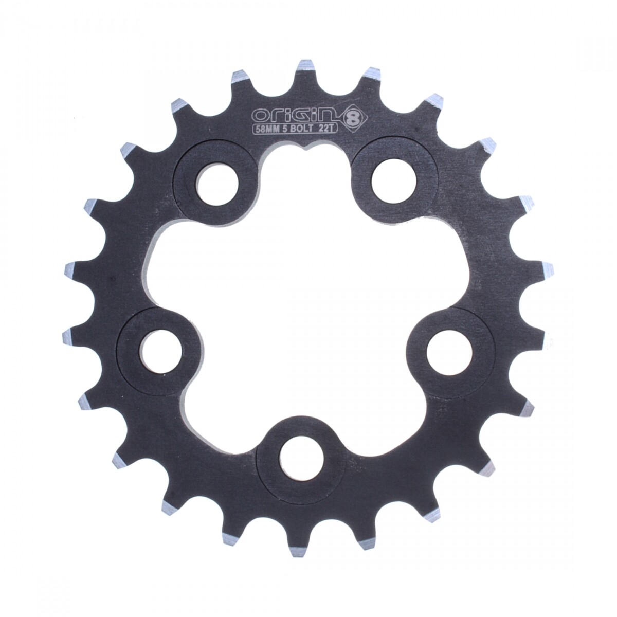 Origin8 Chainring 22t 58 BCD 5-Bolt Aluminum Black/Silver Non Ramped