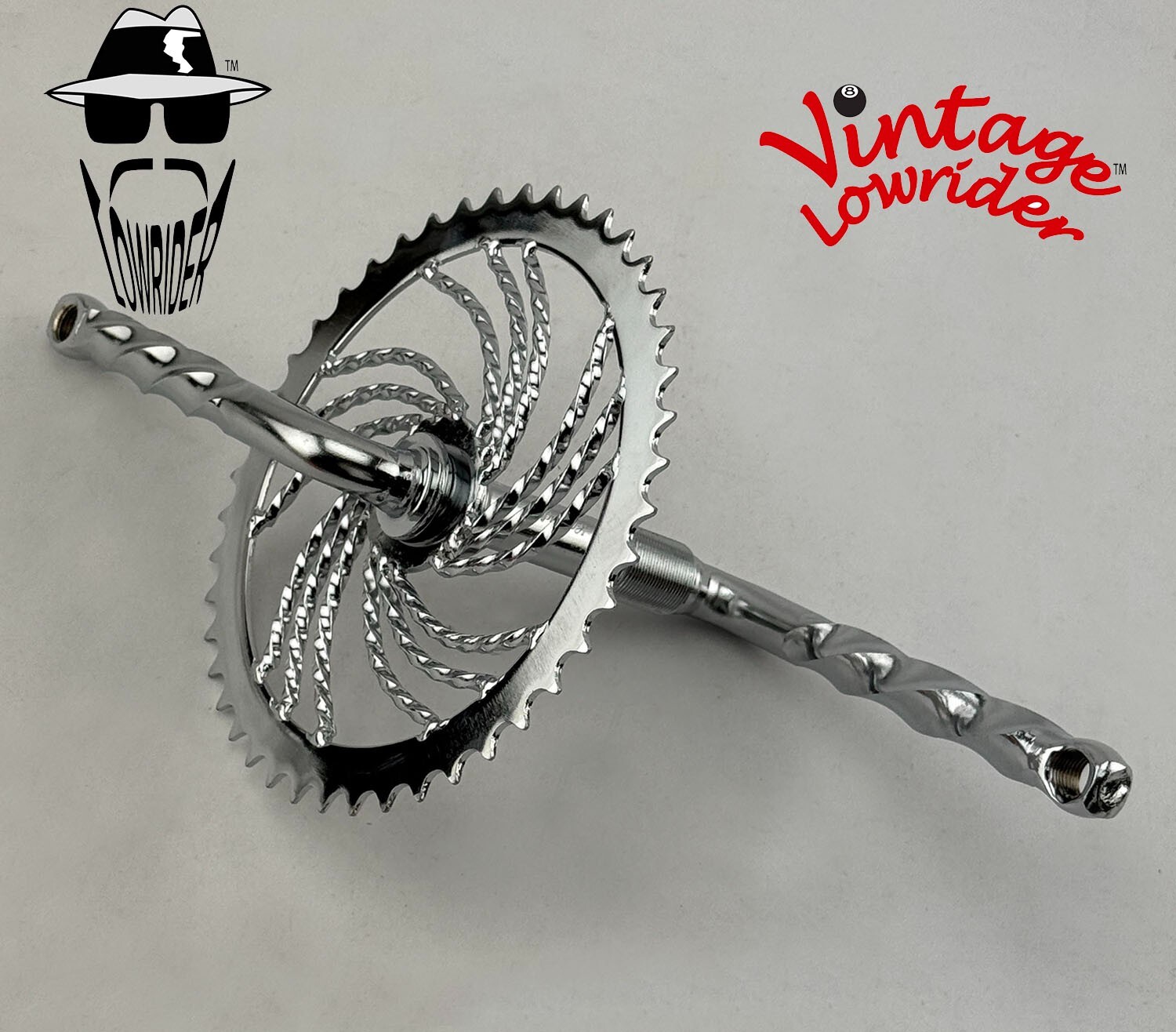 VINTAGE LOWRIDER TWISTED 5 1/2″ CRANK & TWISTED 44T SPROCKET CRUISER BICYCLES.