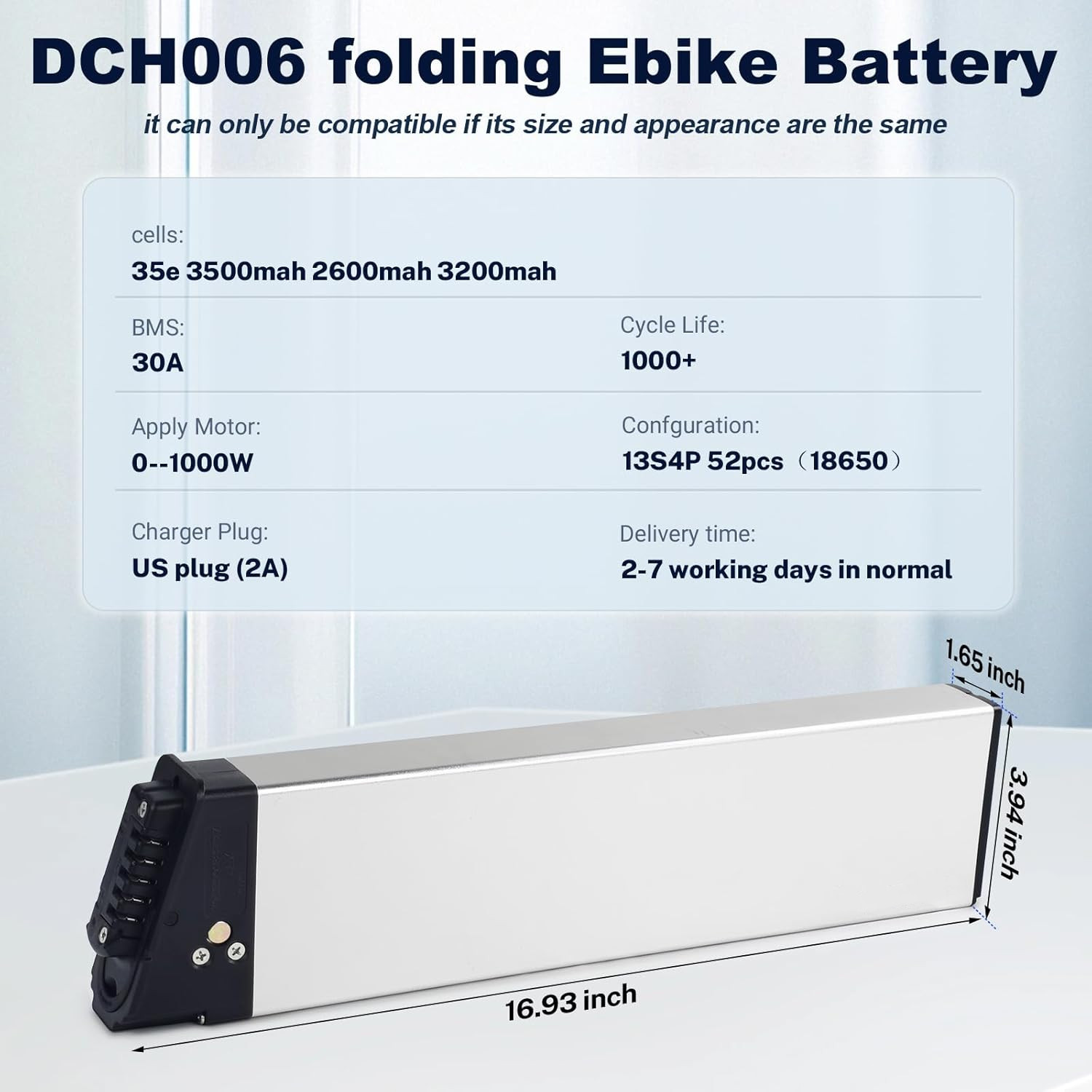 Ebike Batteryfor Lectric XP 1.0 2.0 Folding Electric Bike 48V 10.4Ah 12.8Ah 14Ah