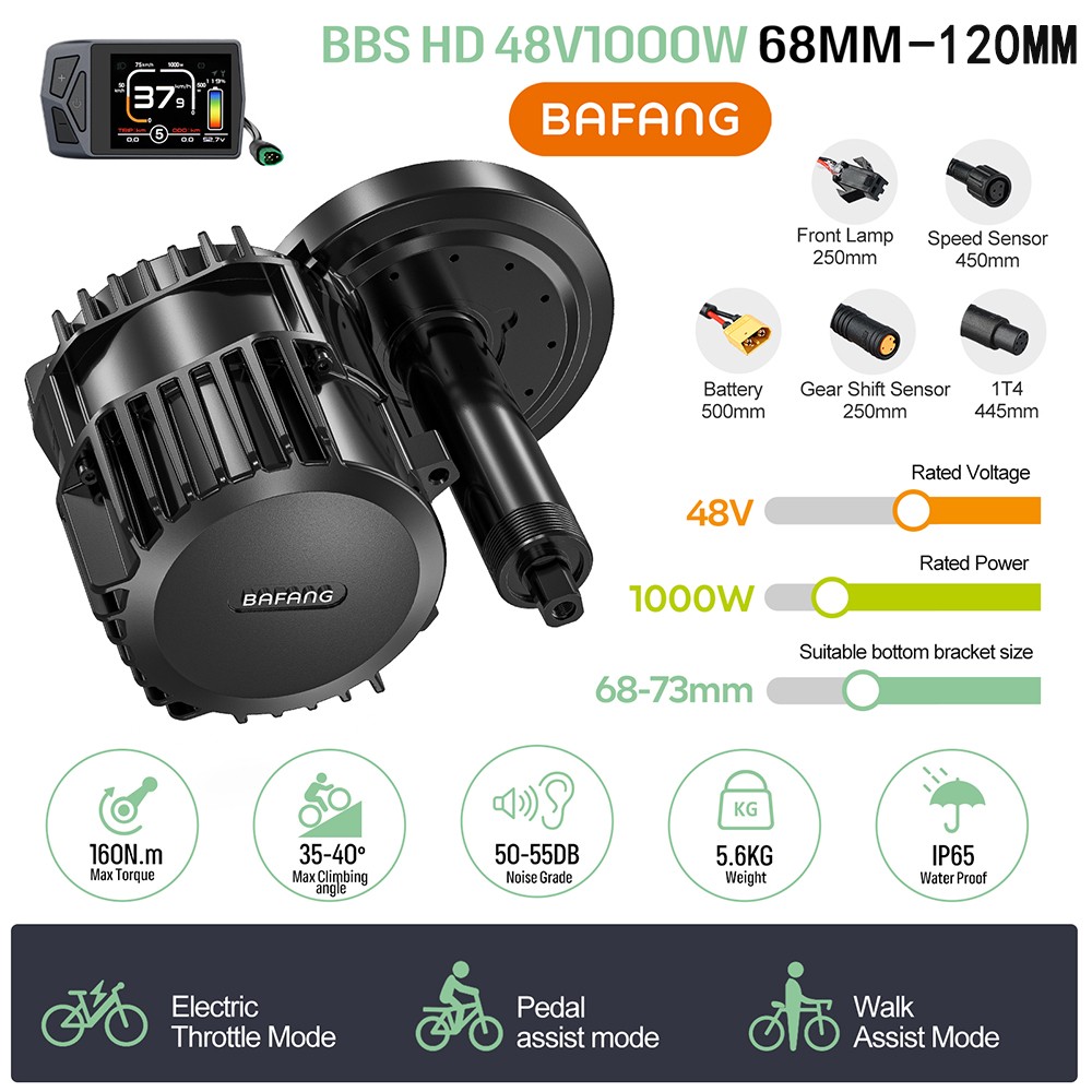 48V 1000W BAFANG Ebike Drive 68-120MM BBSHD Mid Drive Motor Kit Conversion Kits