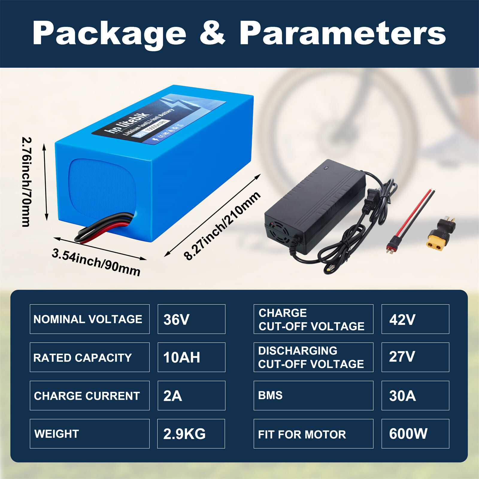 36V 10Ah Electric Bicycle Battery Ebike Lithium Battery Pack w/Charger Replace