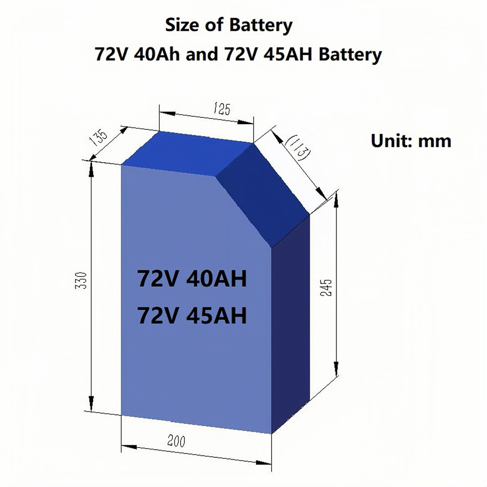 72V 40AH/45AH/49AH 150A-200A BMS Batter-y for Ebike Fat Stealth Bomber 5000W