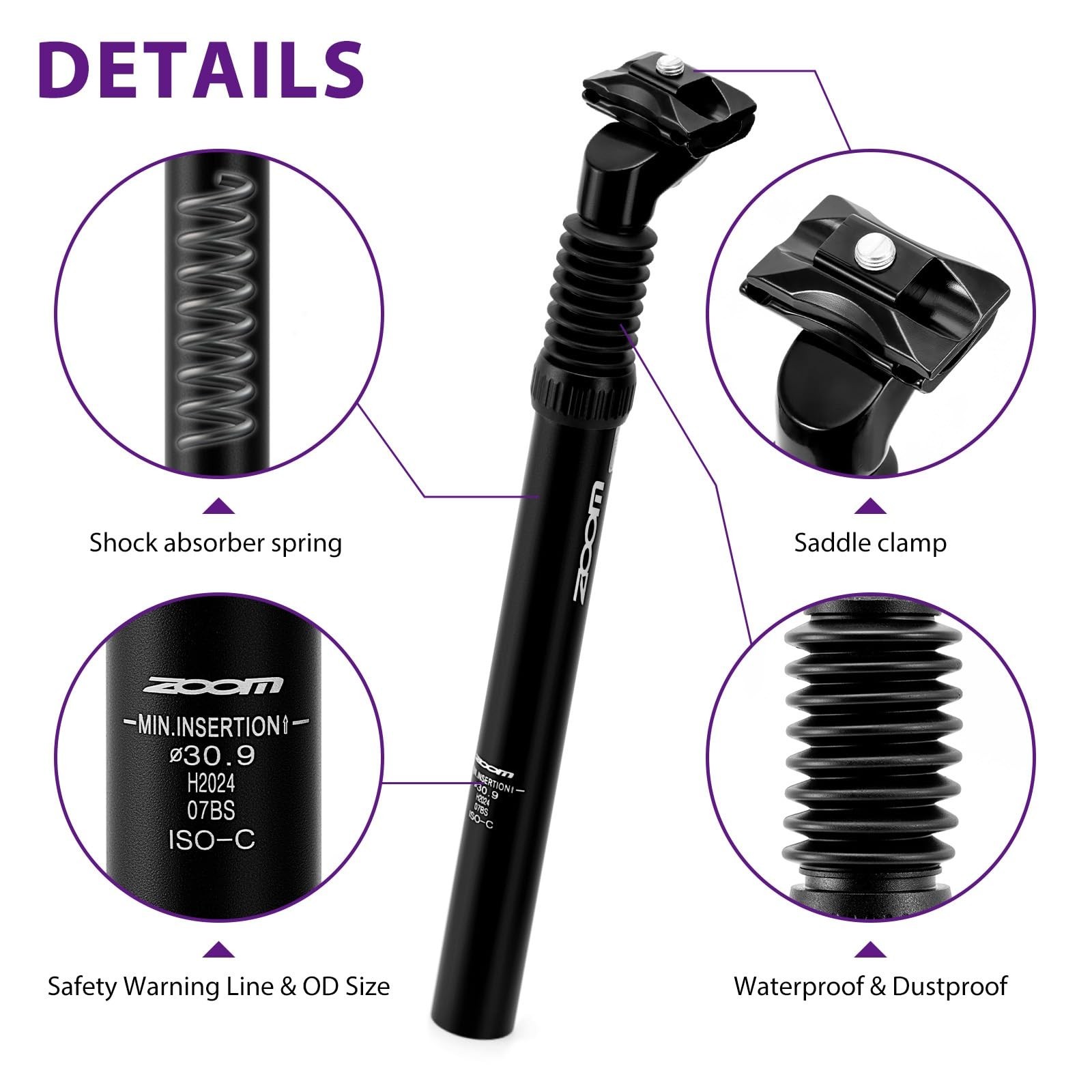 Adjustable Bike Suspension Seatpost 27.2/30.9/31.6mm – Shock Absorber for E-Bike
