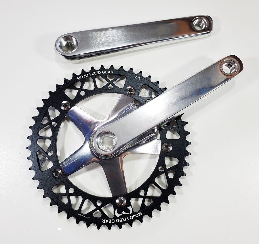 Fixed gear Single Speed Track Crankset & BB 144BCD Silver/Black 165mm MOJO 52t