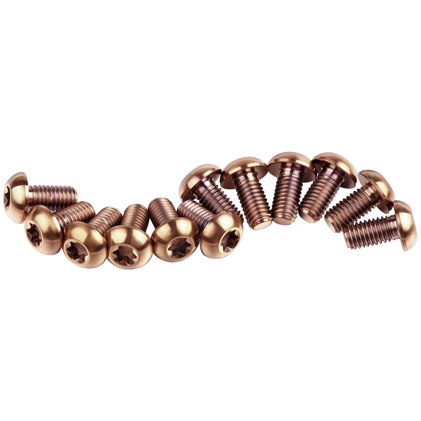 12Pcs M5x10 Titanium Torx Bolts for Bicycle Disc Brake Rotor Screws Gr5 (Bronze)