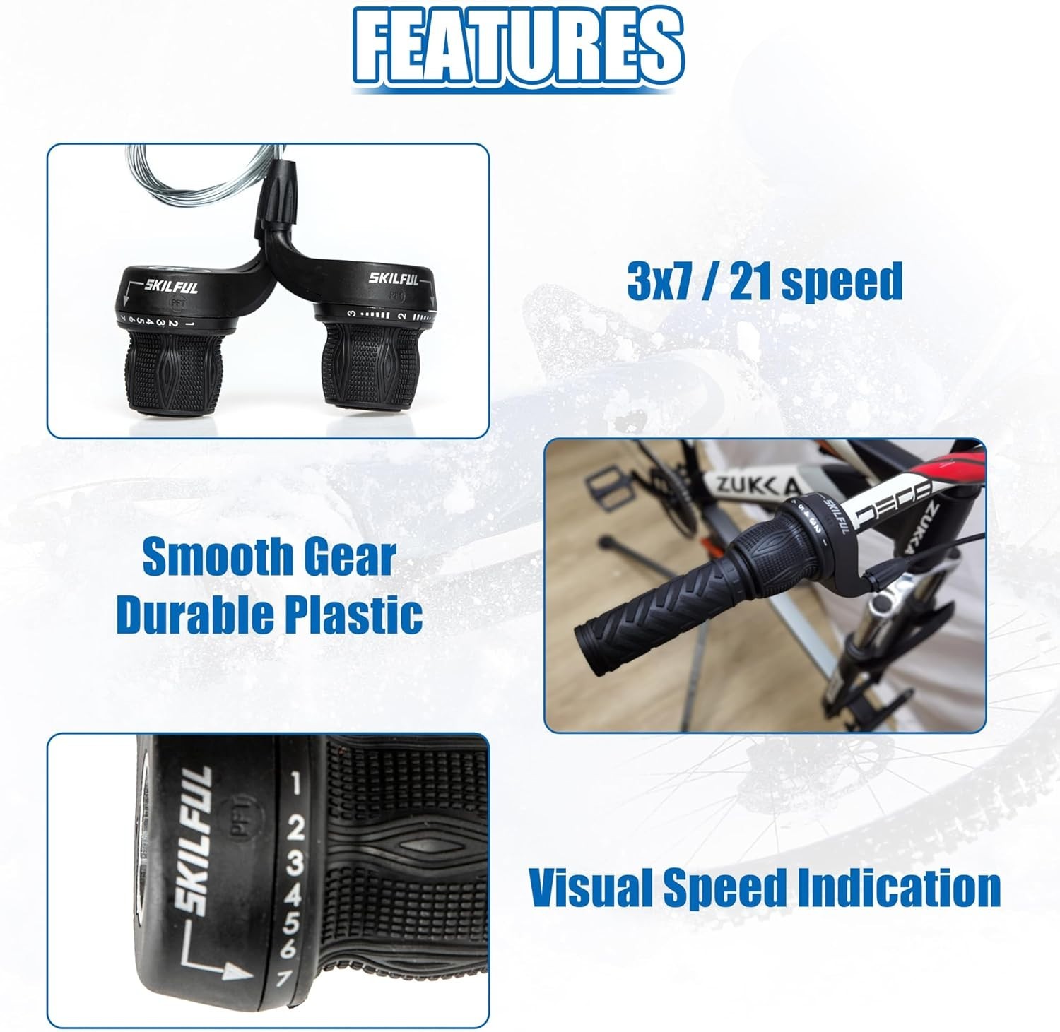 Bicycle 21 Speed Twist Shifter Lever 3 x 7 Speed Grip Shift Left and Right Shift