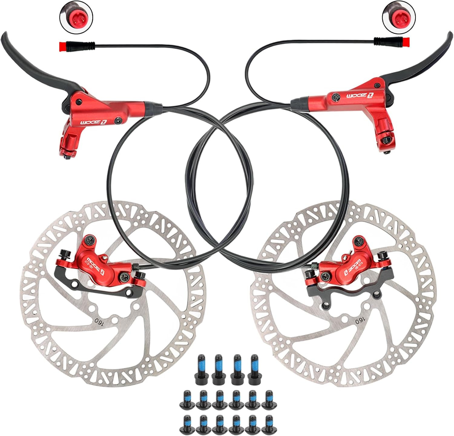 Zoom HB876E 4-Piston Ebike Hydraulic Disc Brake Set, Power-Off System with 2/3-P