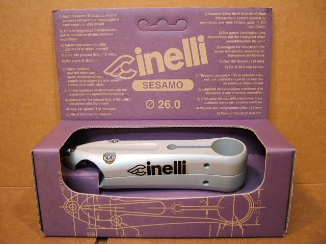 New-Old-Stock Cinelli Sesamo Stem…Silver Finish w/Black Decals (110 mm)