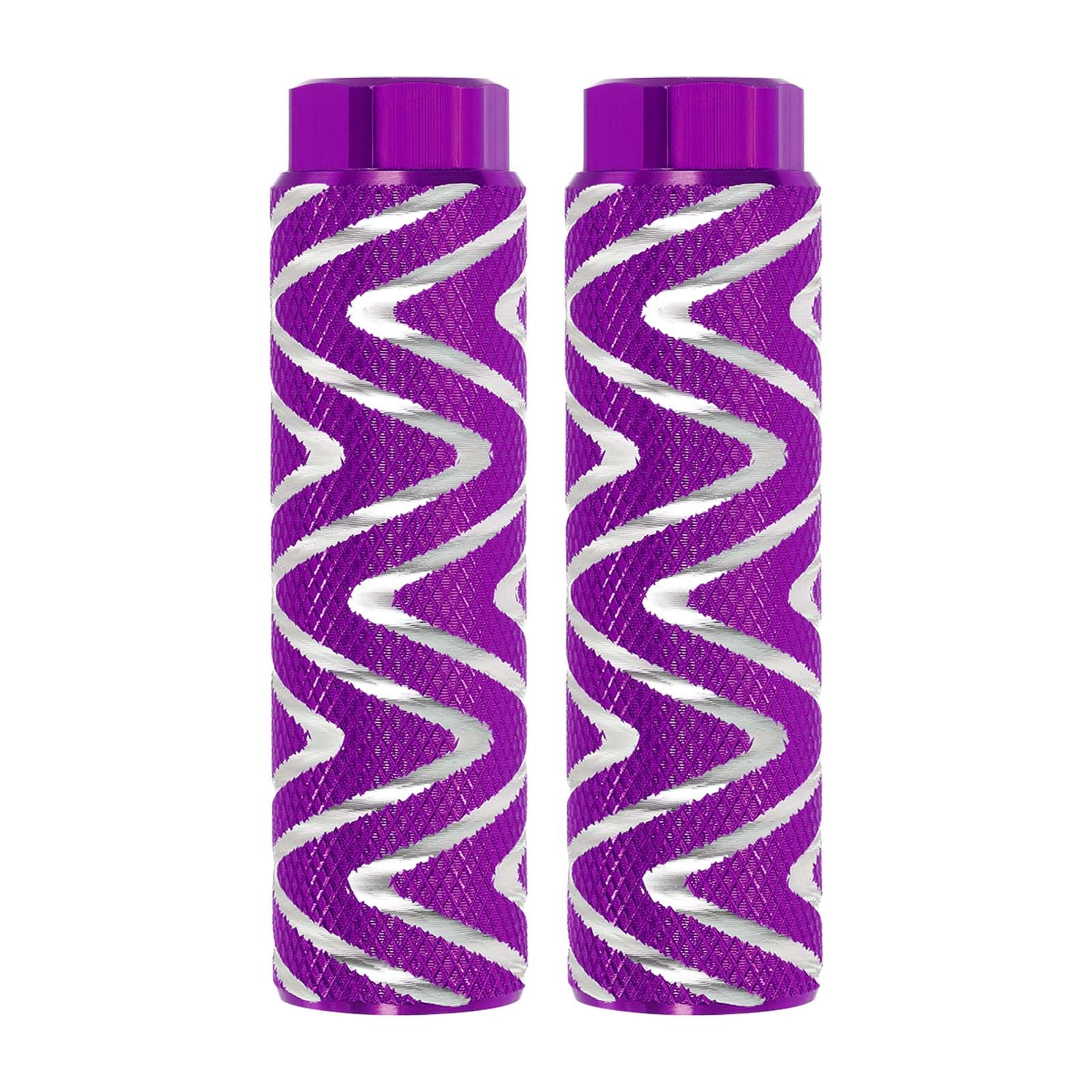 2 Pack Aluminum Alloy Bike Pegs Anti-Skid Fit 3/8 Inch Axles with Stripe Purple