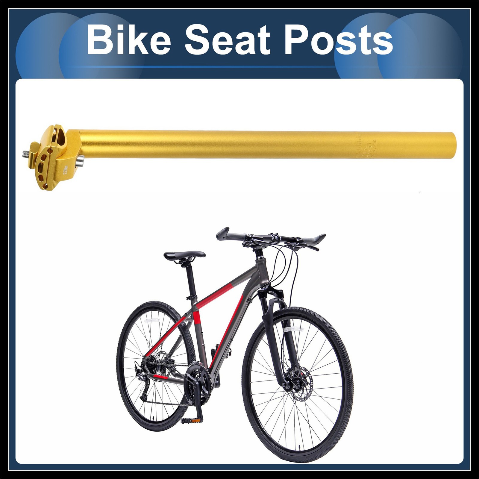 Bike Seat Post 27.2x400mm Extra Long Adjustable Angle Aluminum Alloy