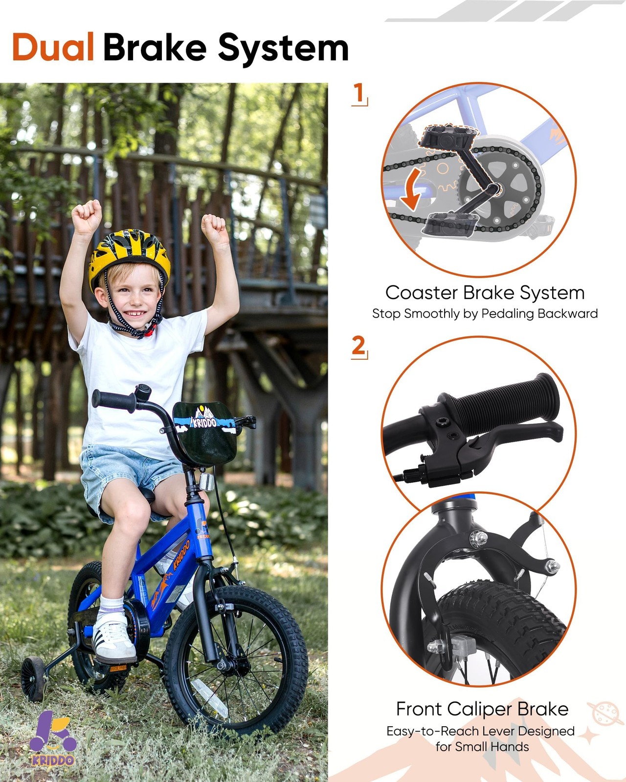 Kriddo 14-16 Inch Kids Bike For Ages 38 Boys And Girls Bicycle Removable