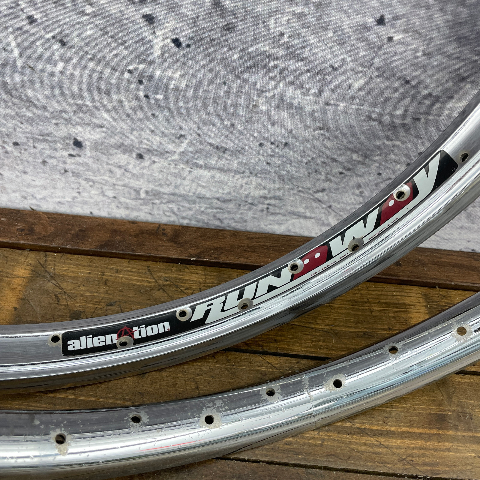 Alienation BMX Rims Runaway Deviant 36h 20 in Chrome Hoop 36 Hole Set Flake