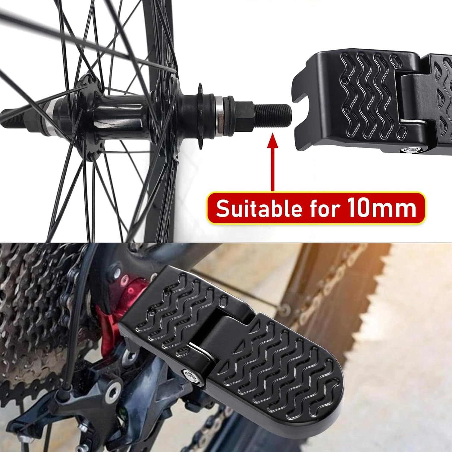 Folding Aluminium Bicycle Foot Pegs for E-Bikes & Mountain Bikes – 2PCS