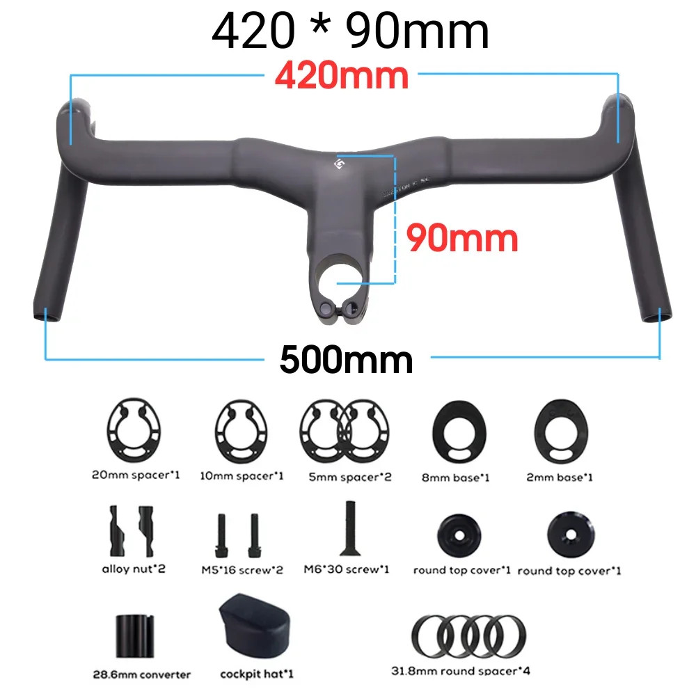 Carbon Fiber Aero Integrated Road Bike Drop Bar 16 Degree Flare 31.8mm Clamp