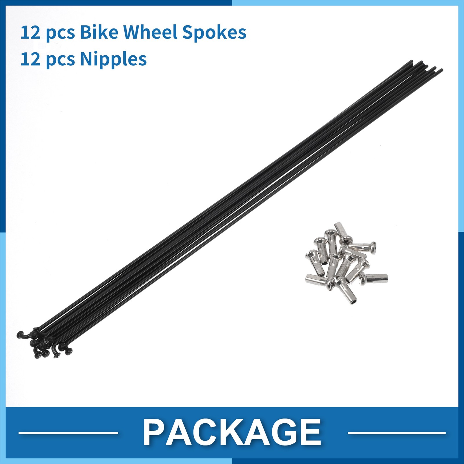 1 Set 14G 280mm Length Bicycle Spokes Nipple 304 Stainless Steel Universal