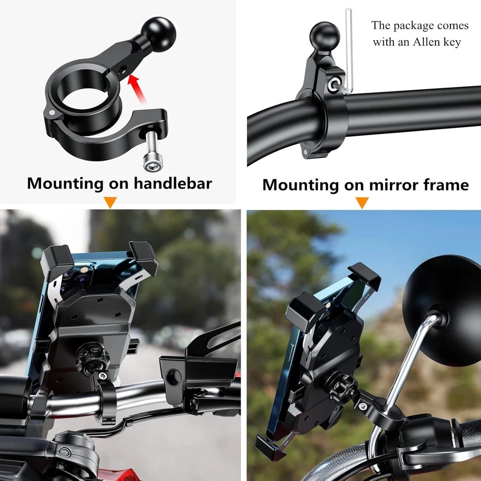 Aluminum Alloy Handlebar Clamp Mount Base with 17Mm TPU Ball for round Rails Dia