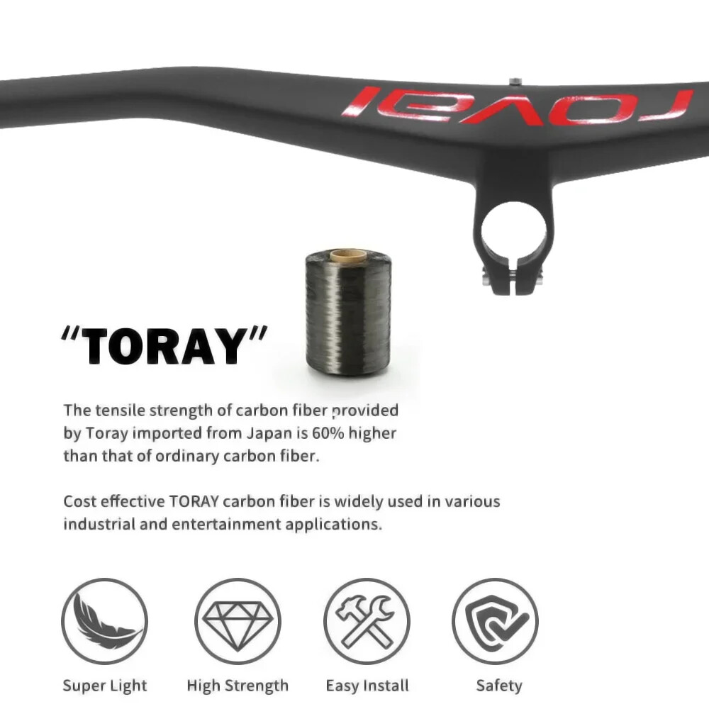 UD Matte Carbon Integrated MTB Bicycle Handlebars Cockpit 0 Degree with Stems