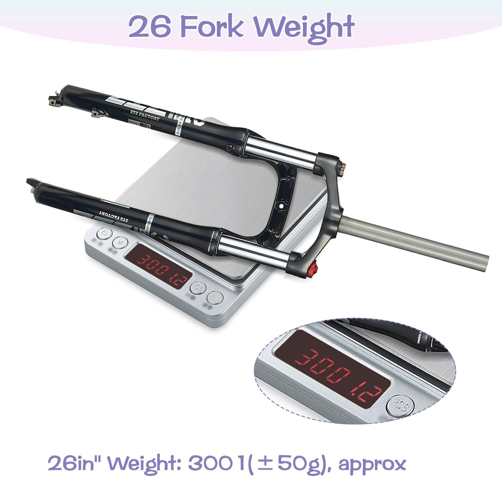ZTZ 26 x 4.0 inch Fat Tyre MTB Suspension Fork – 100 mm Travel, 135 mm Spacin…