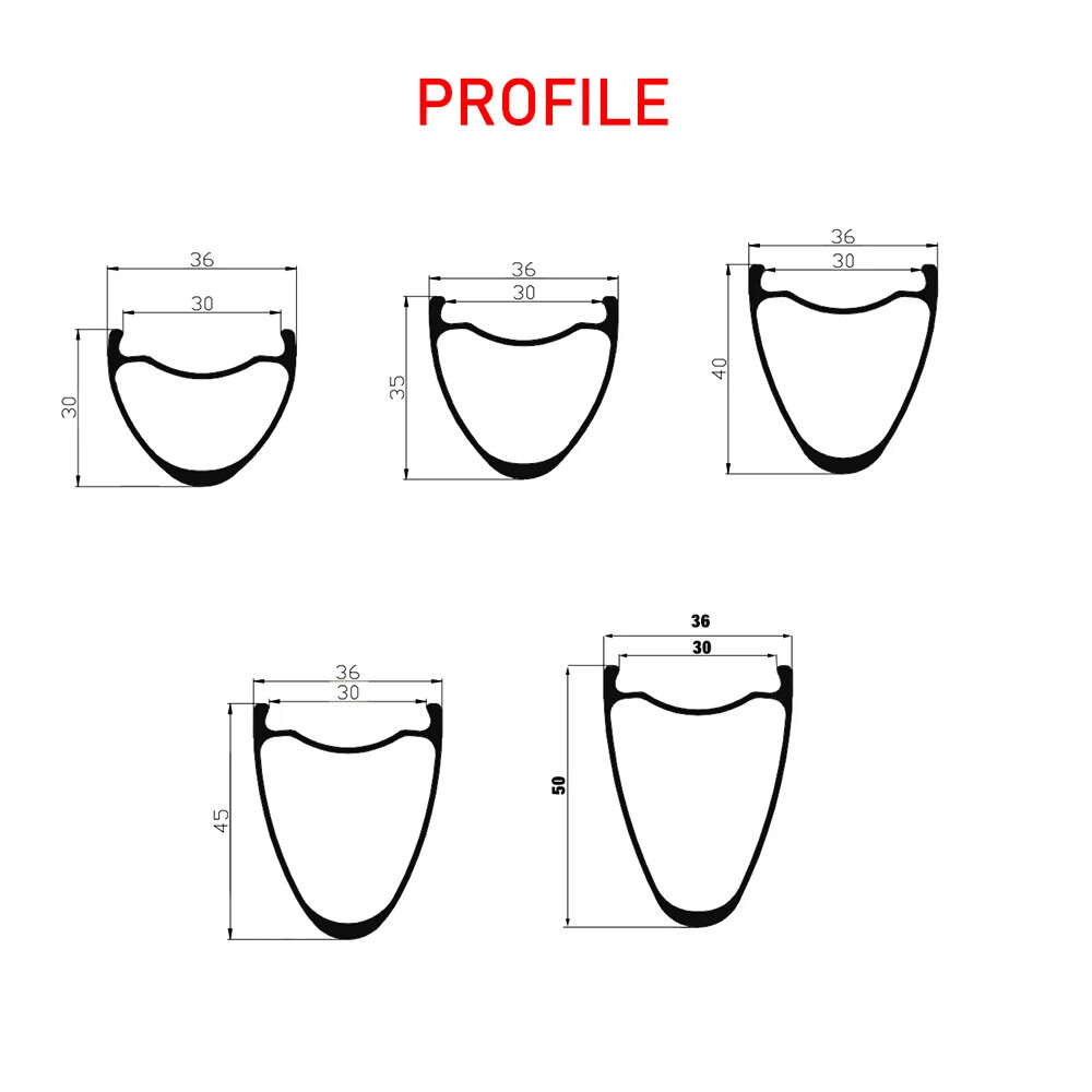 700C 36mm Width Gravel Bike Carbon Rim Hook Tubeless UD 3K Matte Glossy 20H-36H
