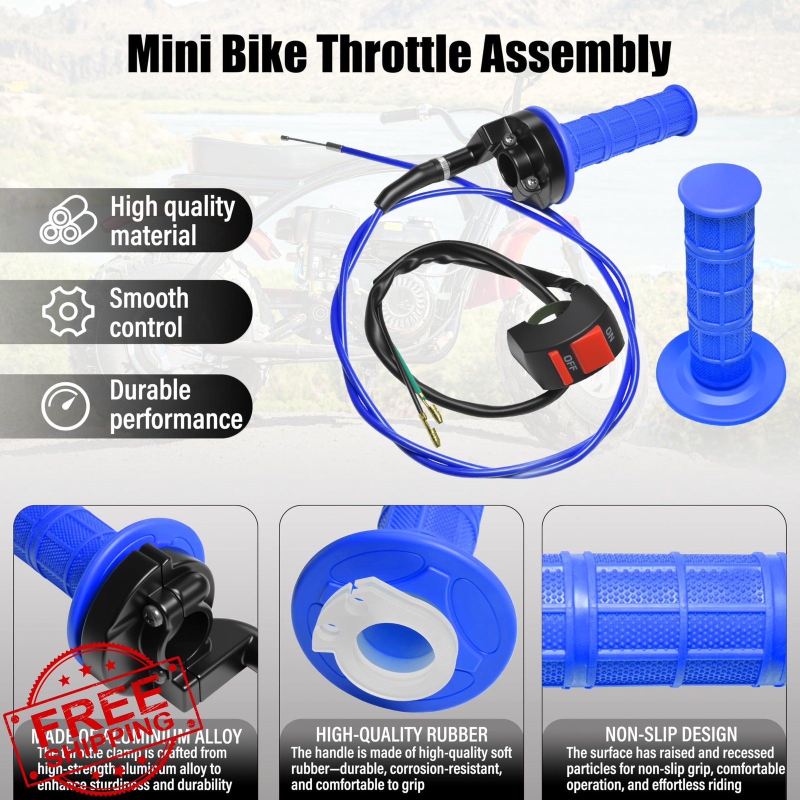 JXPANG Mini Bike Throttle Cable Kit Blue