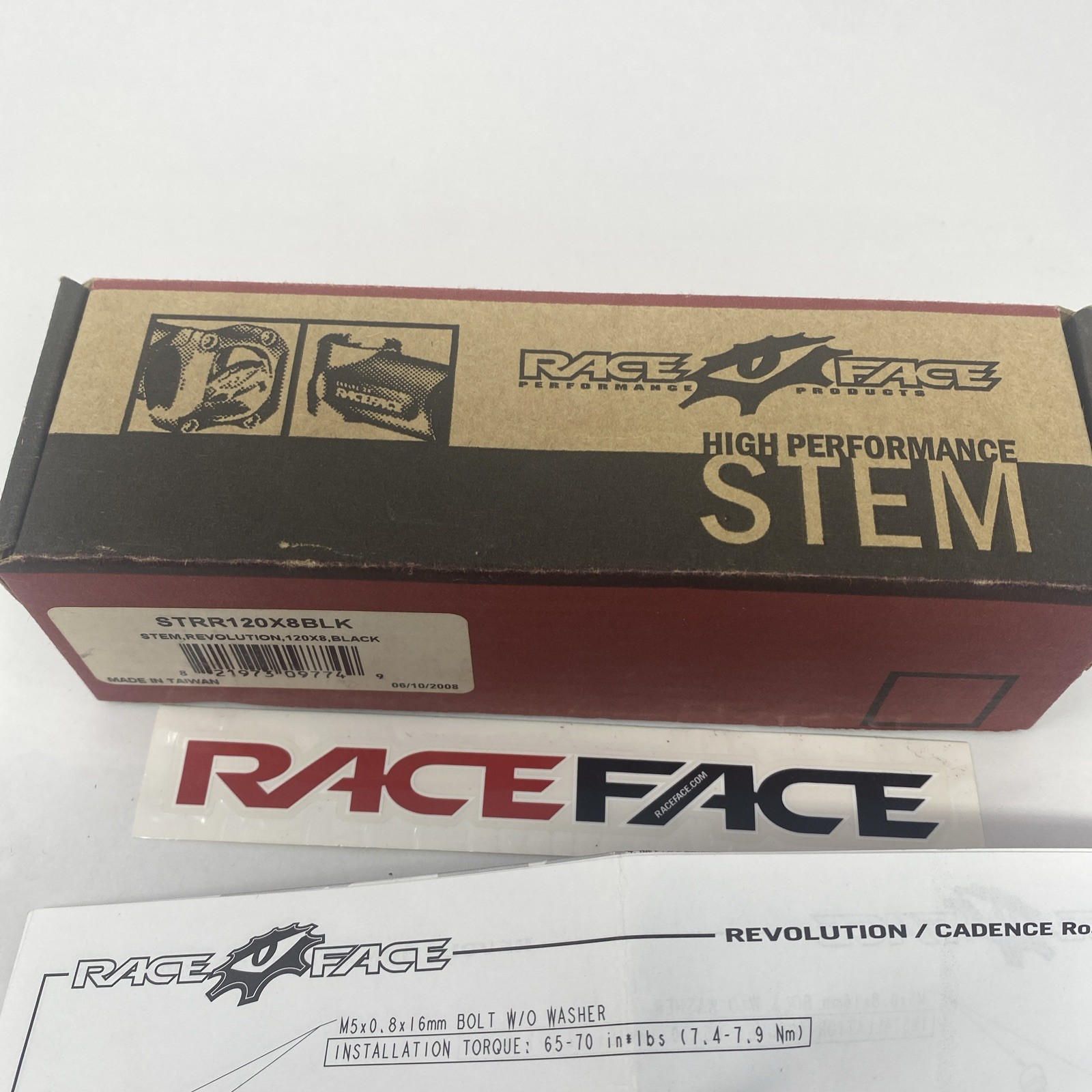 RaceFace Revolution Stem – 120mm 15.07 120×8 Black Open Box New w/ Box Manual