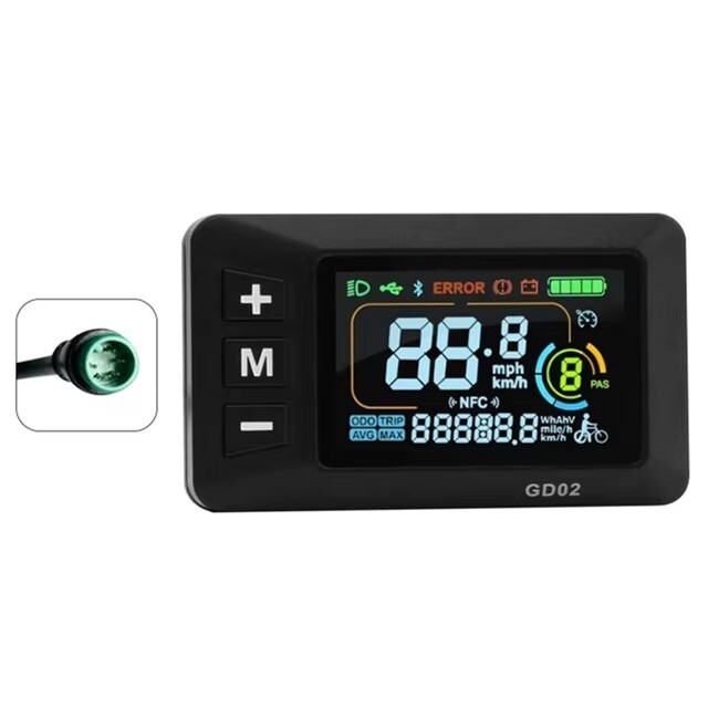 24V-60V E-Bike Color Screen Display 2 / 5 Pin SM&WP Plug LCD Meter Panel Display