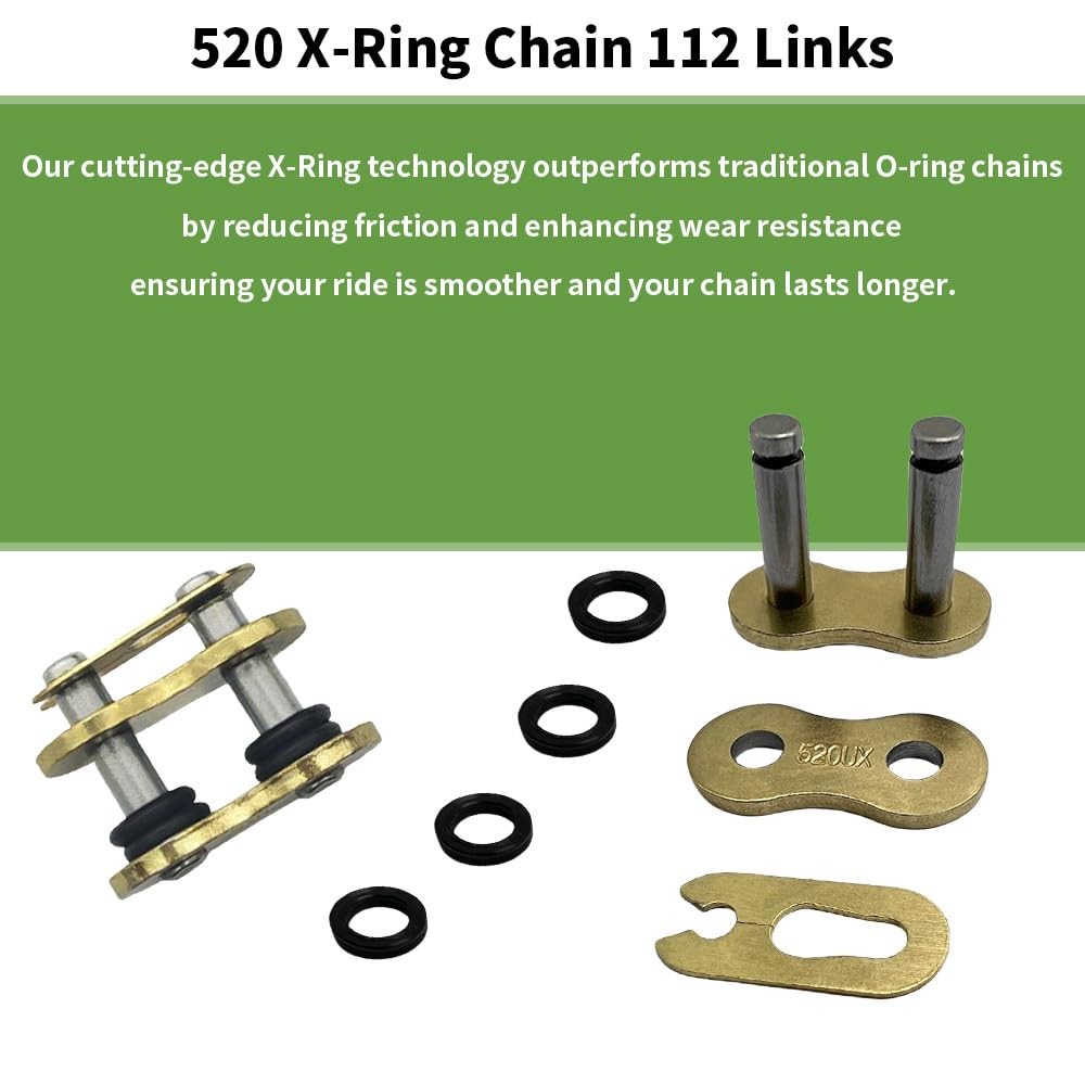 Gold 520 X-Ring Chain 112 Links – UniversalEnhanced Durability & 112