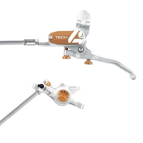 Hope Tech 4 X2 XC Gravel MTB Brake Silve/Bronze – Braided Hose – Left Hand Front