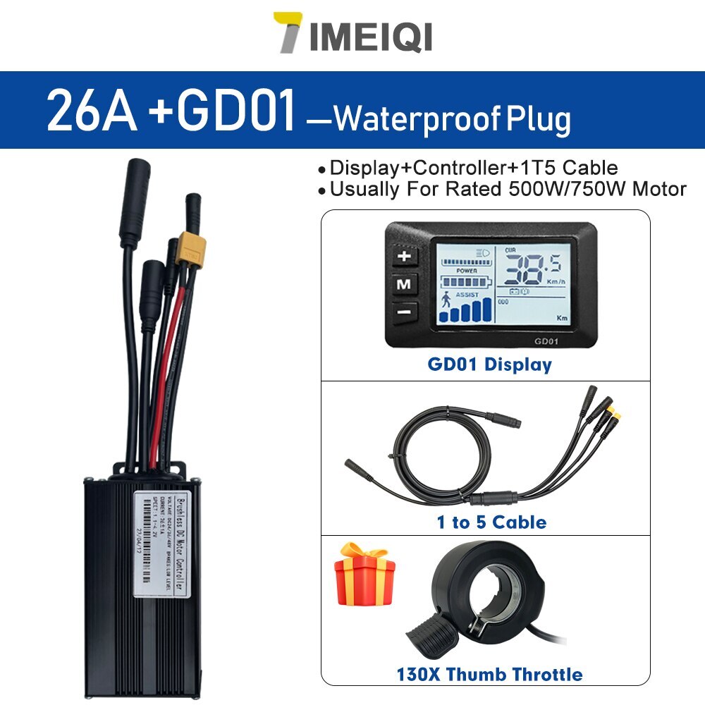 E-bike Sine Wave Waterproof Controller 36V/48V 17A 26A 30A with LCD S866 Display