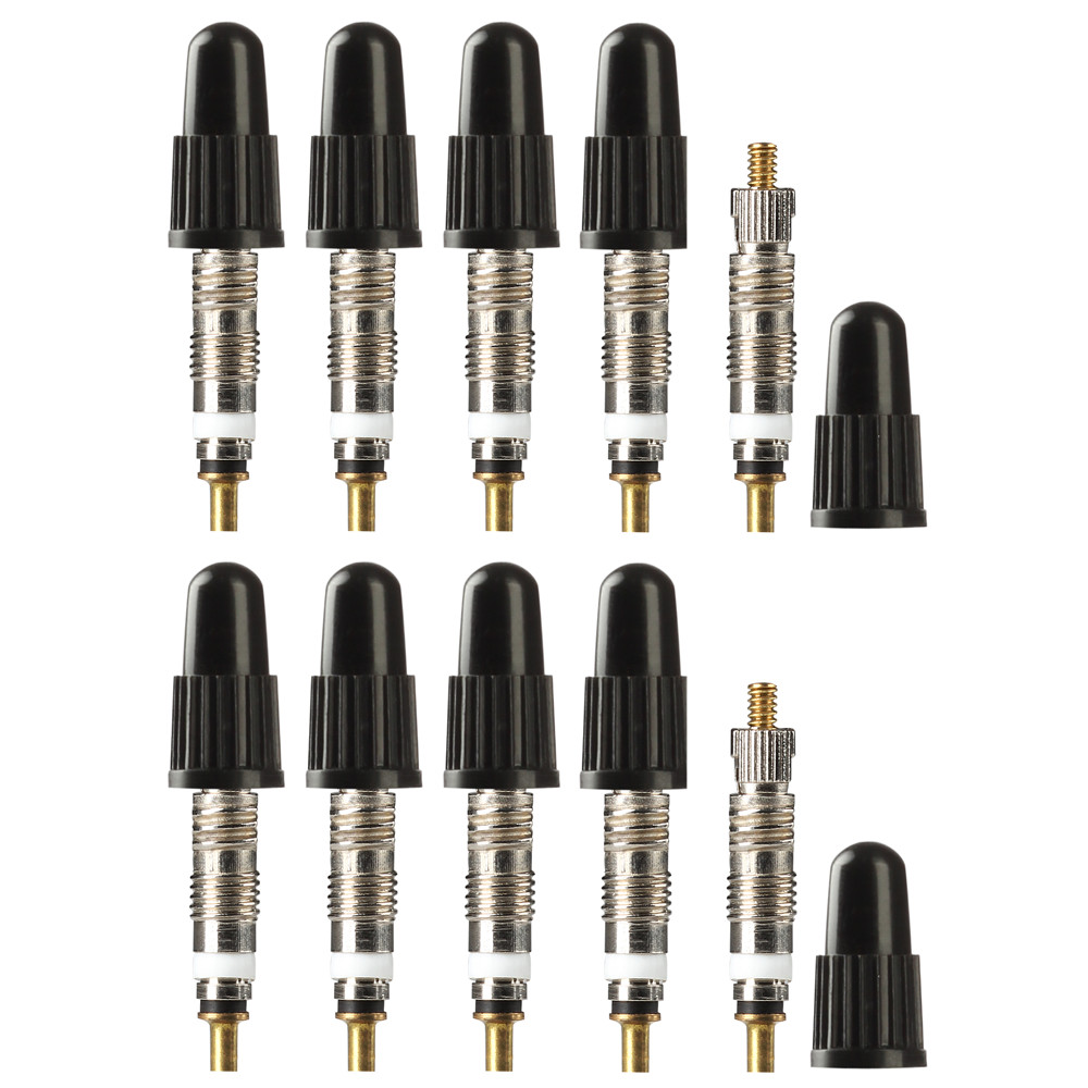 RocRide Presta Valve Cores with Removal Tool and Plastic Caps (10-Pack) Silver