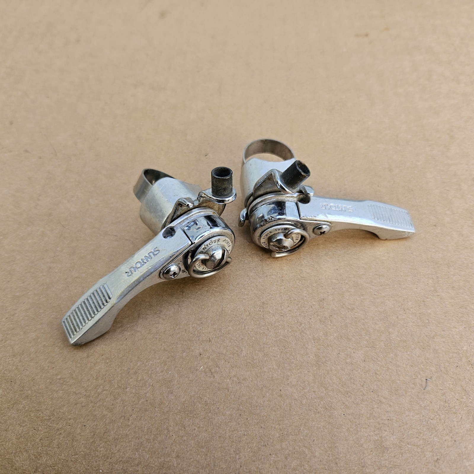 Vintage Suntour Power Ratcheting Thumb Shifters 6 Speed 3×6 Left Right Set Japan