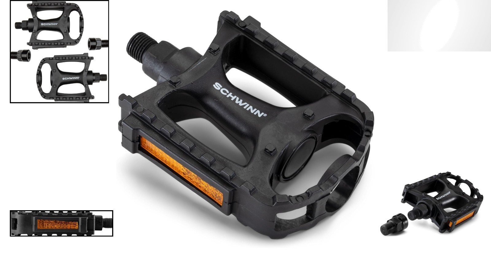 Basic Black Bike Pedals – Lightweight & Rust-Resistant with Reflectors, Set of 2