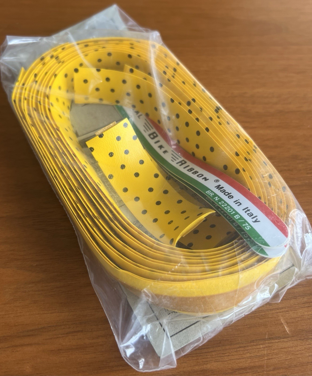 NEW/NOS Vintage Ambrosio Bike Ribbon Handlebar Tape – Yellow/Black Polka Dot