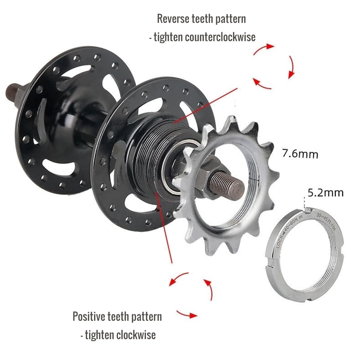 catazer Fixed Gear Freewheel Cog Lockring Set for Fixie Track Bike 18T set