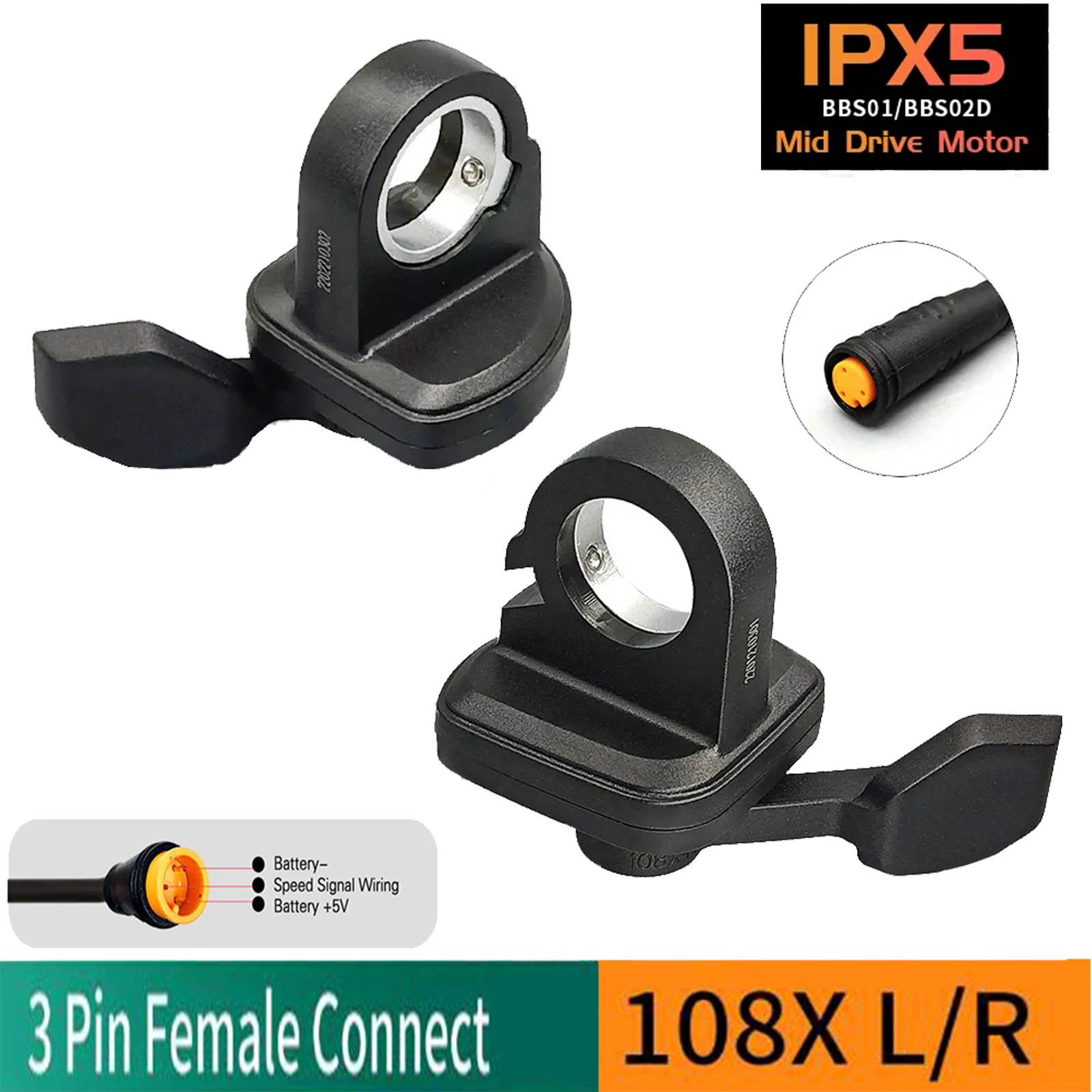 E-Bike 3Pin Female Thumb Throttle Accelerator For BAFANG BBS01 BBS02 BBSHD motor
