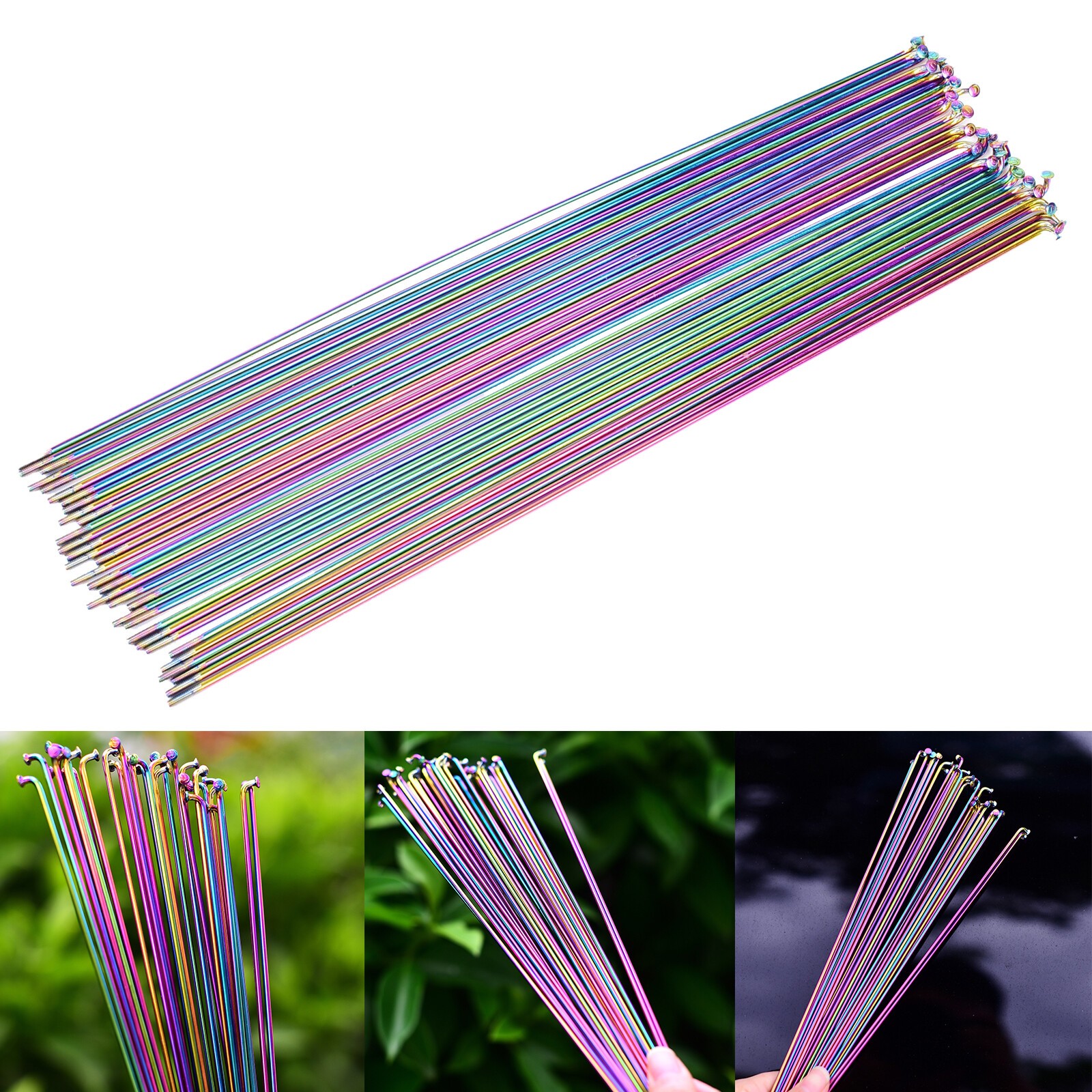 Ultralight J-Bend Colorful Stainless Bicycle Bike Spokes with Brass nipples NeFq