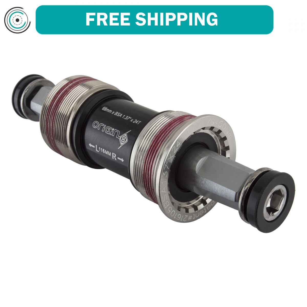 Origin8 TorqLite Square Taper JIS Sealed Bearings BSA 68x116mm Bottom Bracket