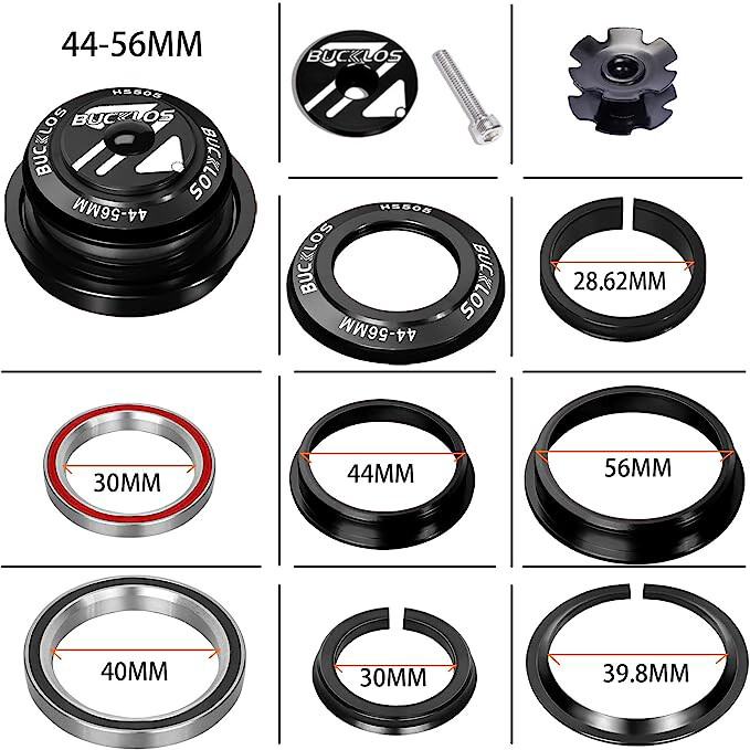 JESSICA 44-56mm Sealed Bearing Headset MTB Road Bike for Tapered Fork Frame Part