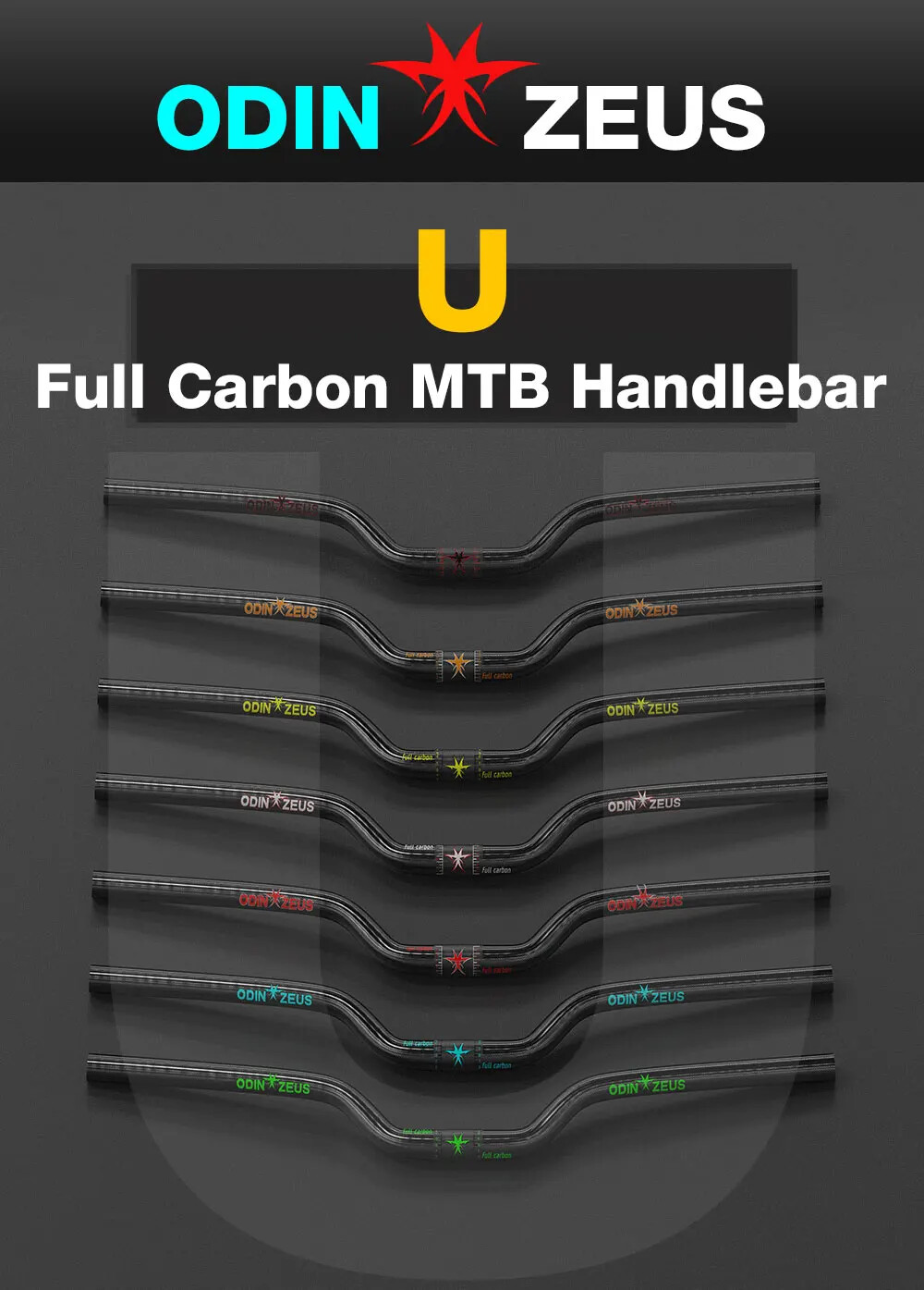 MTB Bicycle Handlebar Full Carbon Fiber Riser Bar 580-720mm Diameter 31.8/25.4mm