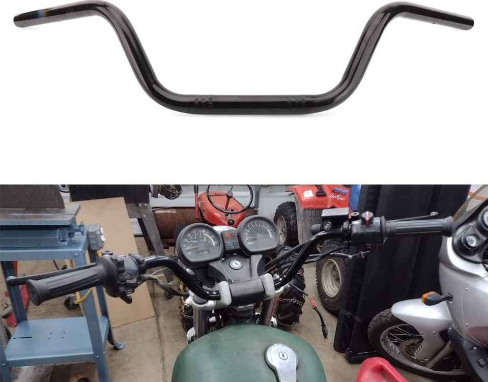 Manillar moto 7/8 pulg alto tipo tracker universal para cruiser y custom negro