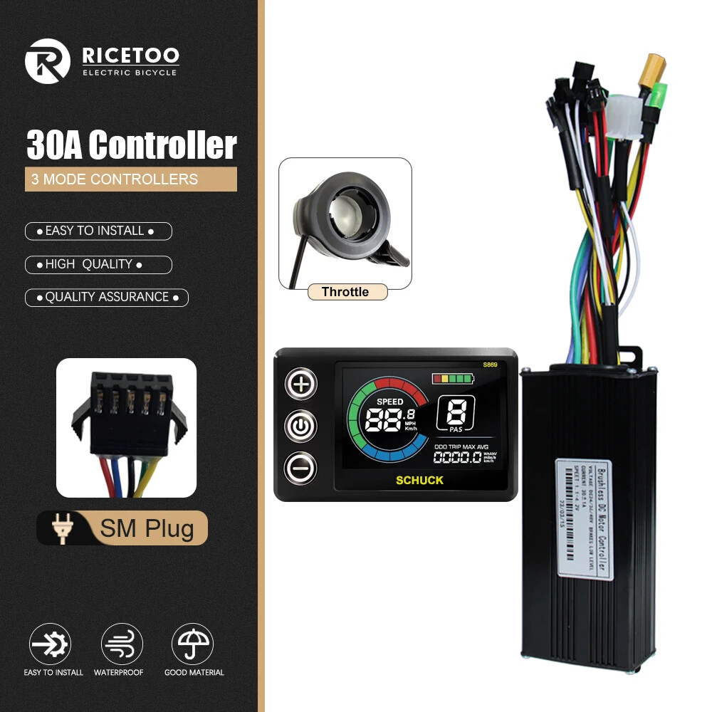 Three-Mode Electric Bike Controller 17A 26A 30A 40A 36/48V with S866 LCD Display
