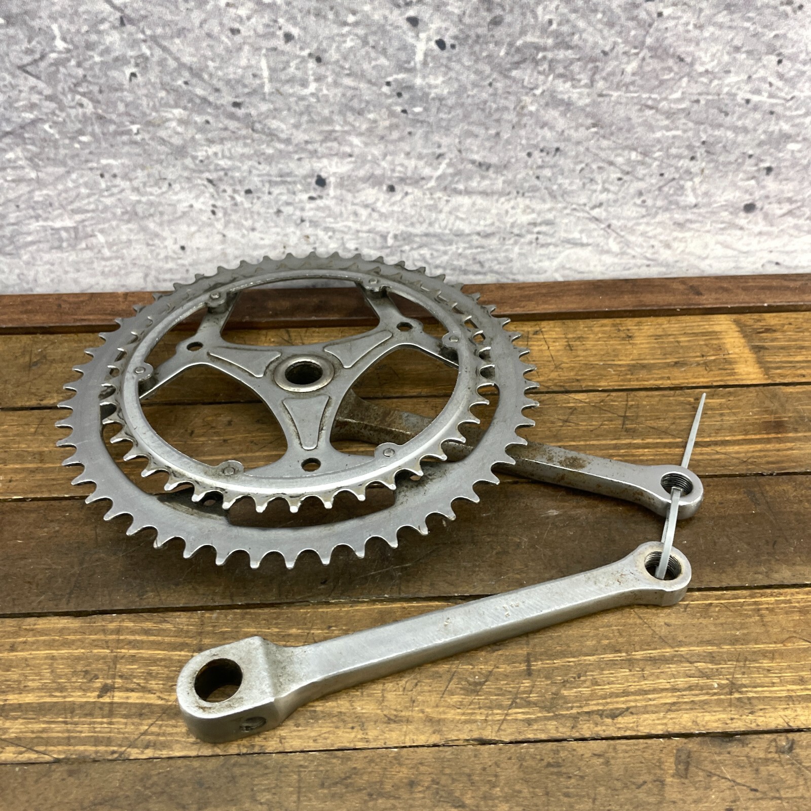 Vintage DOUBLE Cottered Crank Set Bottecchia Race 170 mm 70s 60s Steel Cranks