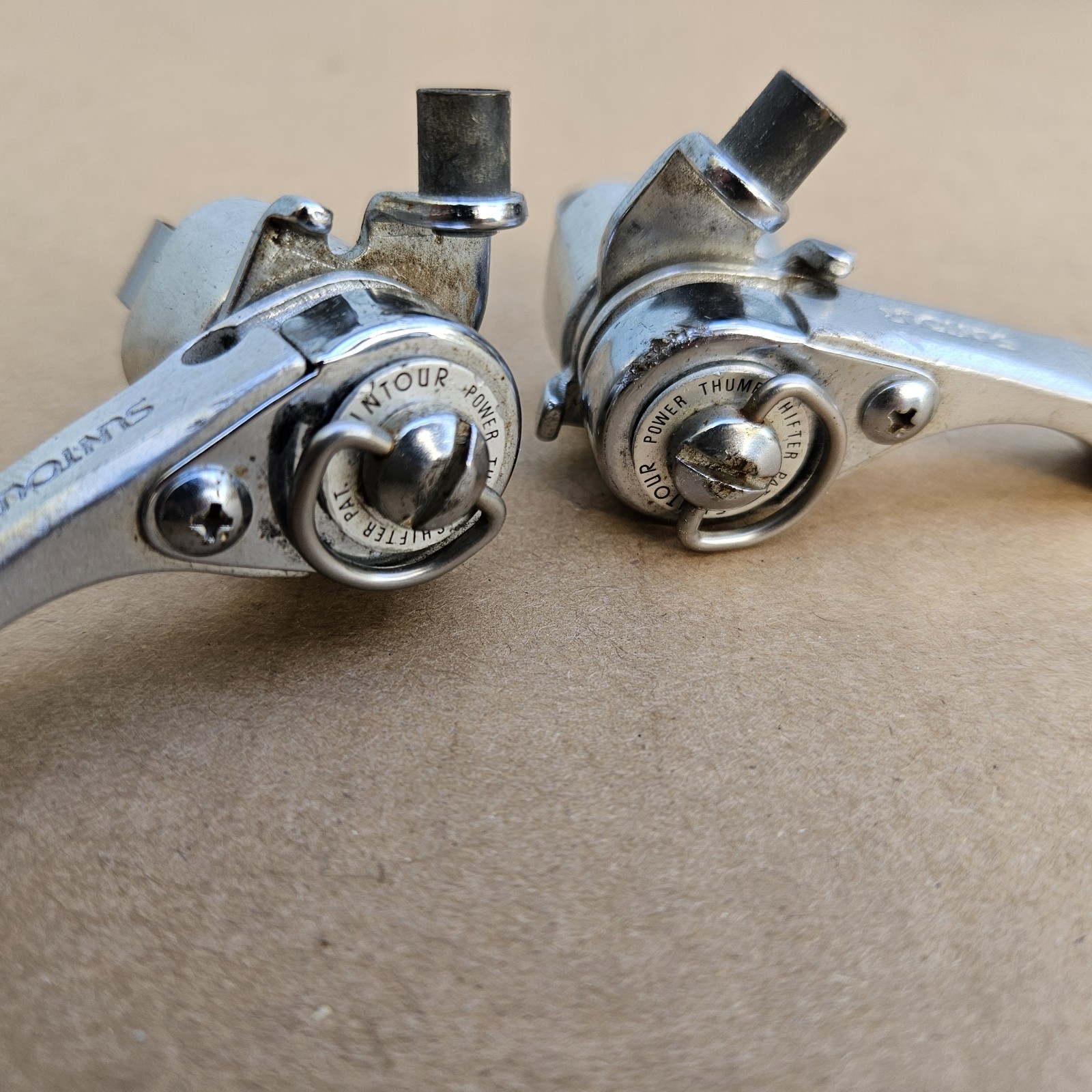 Vintage Suntour Power Ratcheting Thumb Shifters 6 Speed 3×6 Left Right Set Japan