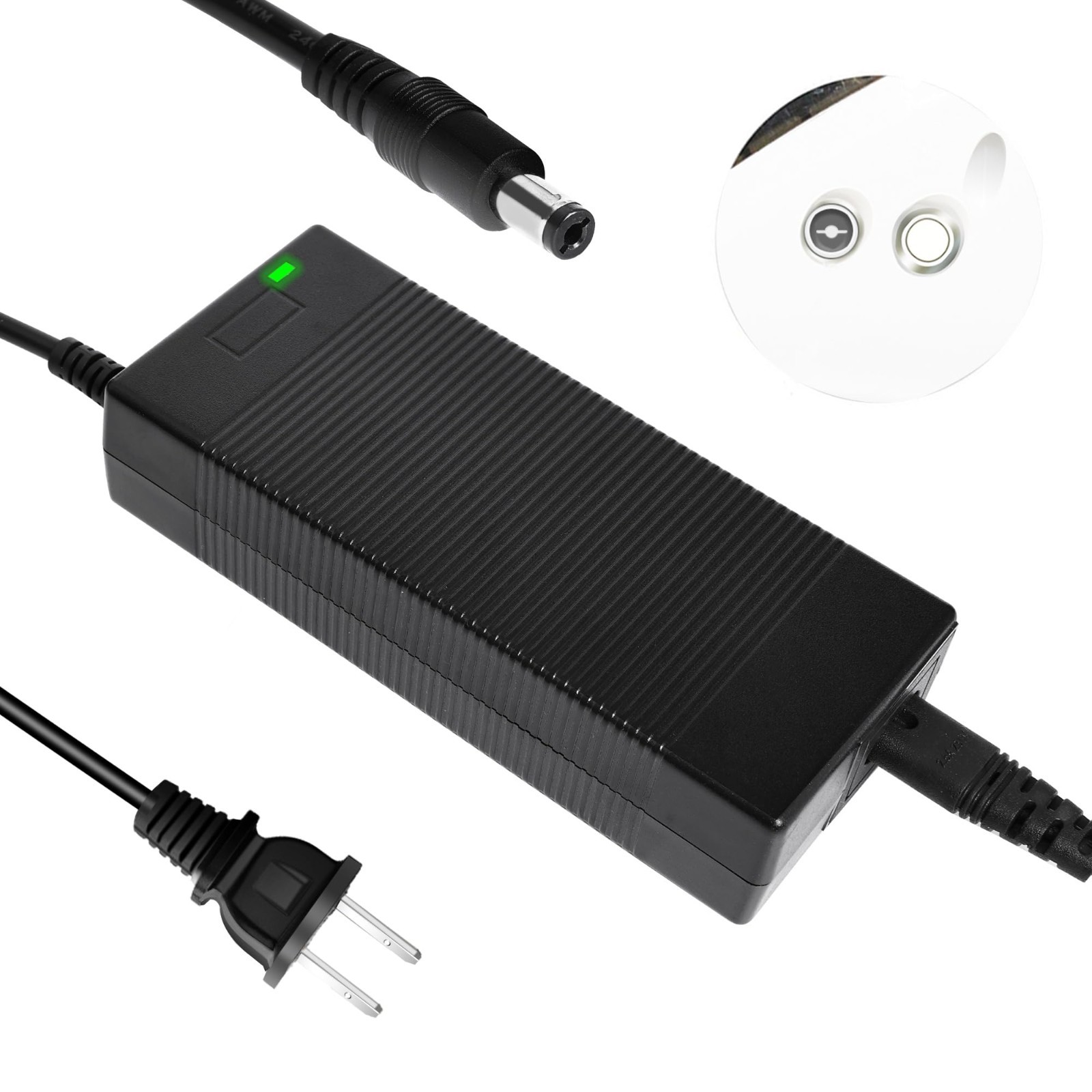 EVAPLUS 54.6V Smart Charger for 48V Lithium All black 5.5mm 1-Prong DC Plug