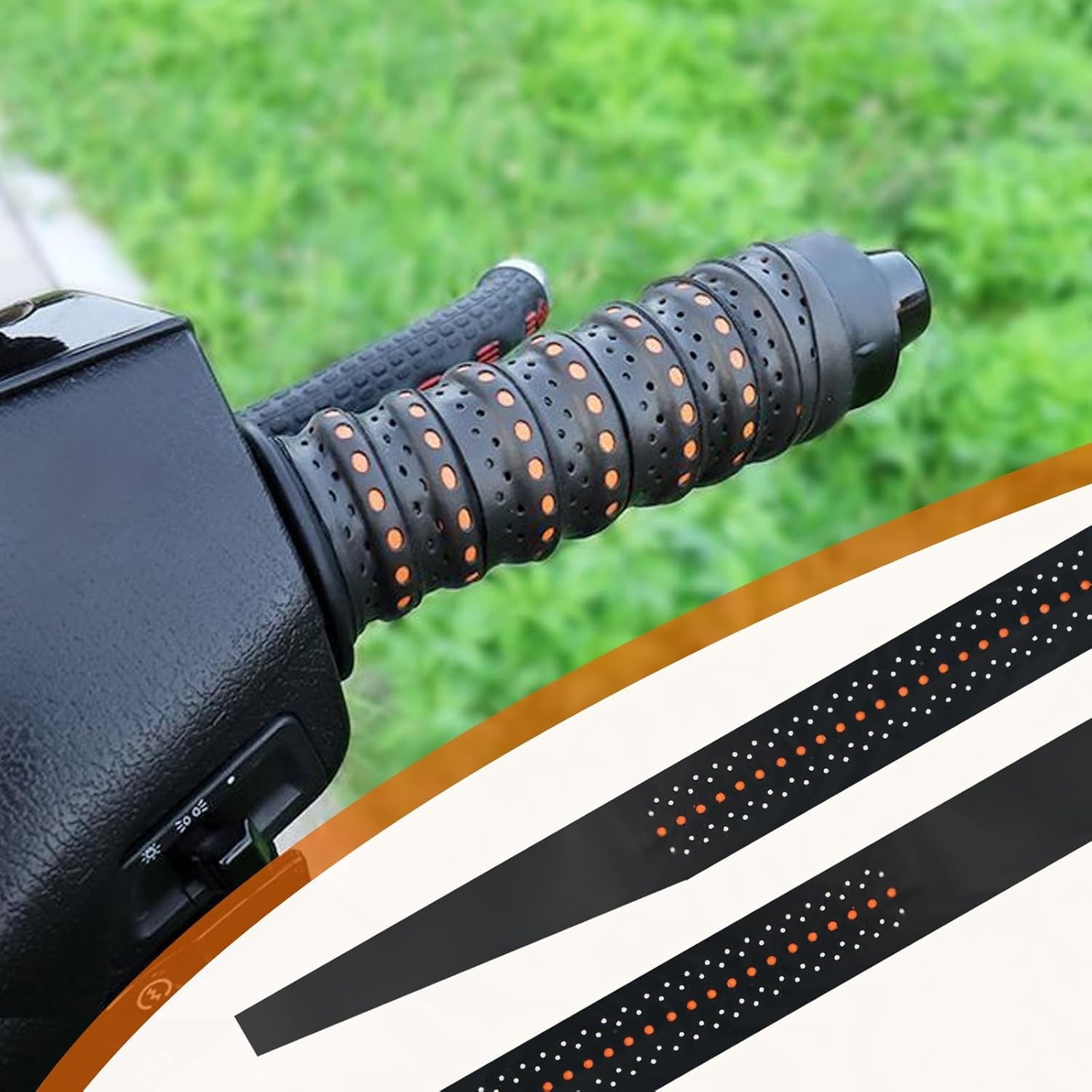 2PCS 3.6Ft Wrap-Around Motorcycle Grips,Anti-Slip Motorcycle Handlebar Grips wit